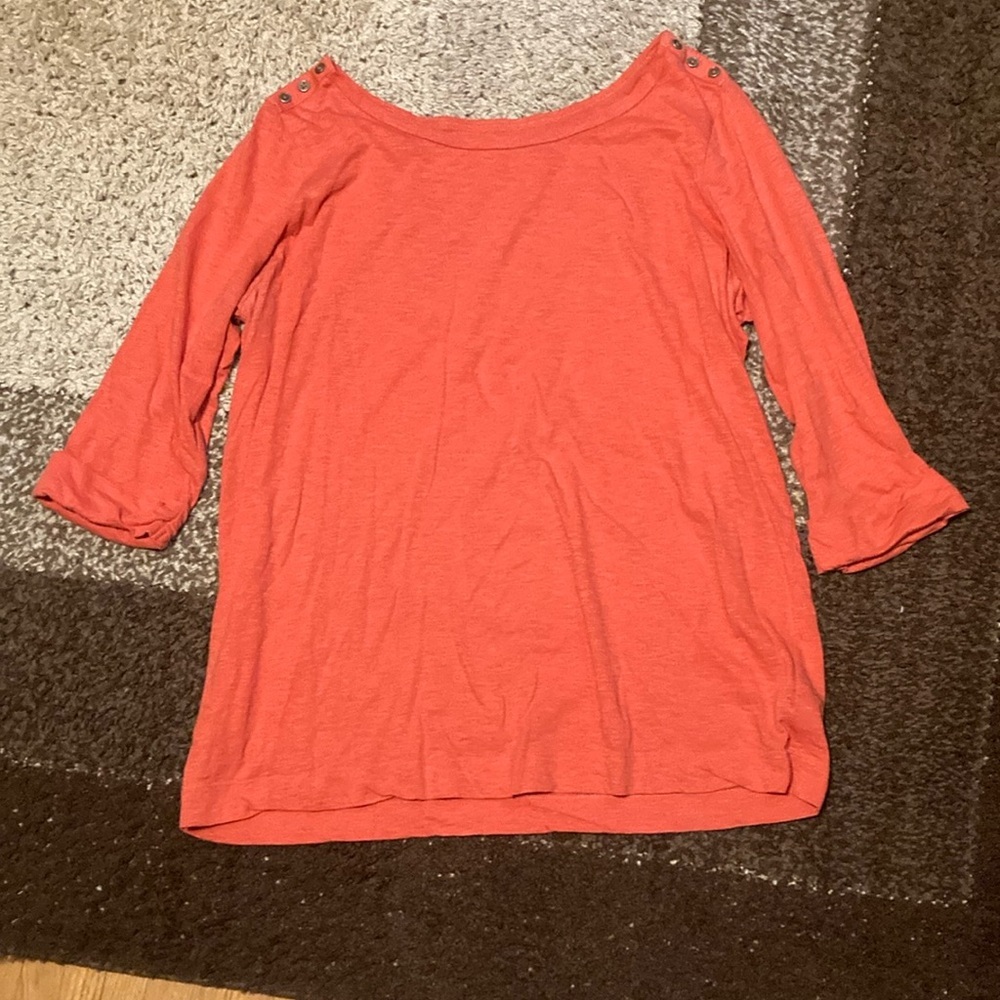 Motherhood Maternity Orange 3/4 Length Sleeve Relaxed Fit Shirt